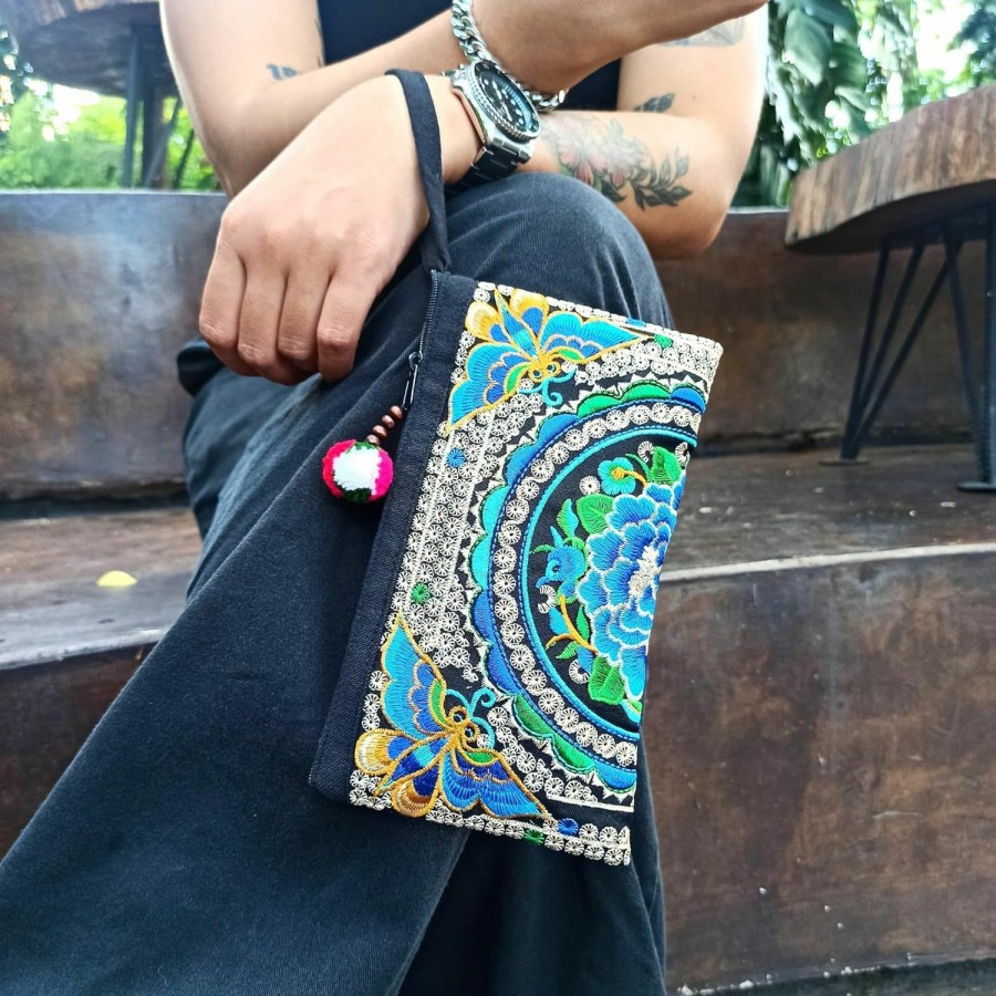 Clearance Sabai Jai Sabai Jai - Smartphone Wristlet Bag - Handmade Embroidered Boho Clutch Wallets Purses