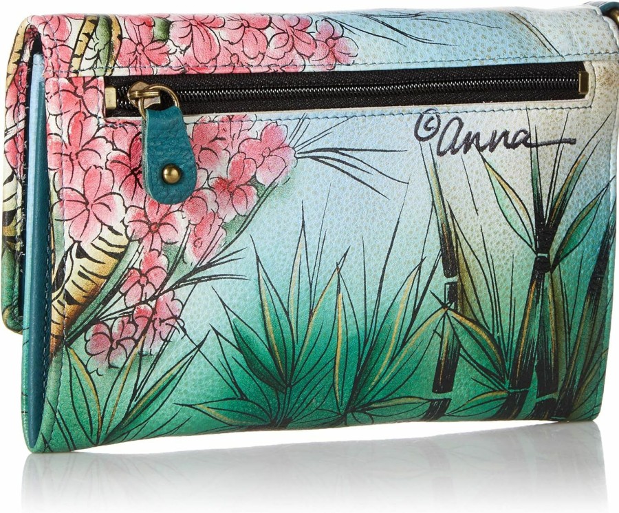 Clearance Anna by Anuschka Anna By Anuschka Hand Painted Women'S Genuine Leather - Vintage Wristlet Clutch - Lovable Pandas