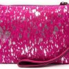 Clearance Mesa Luna Mesa Luna Metallic Cowhide Handcrafted Large Wristlet Pouch Clutch (Pink Sapphire)