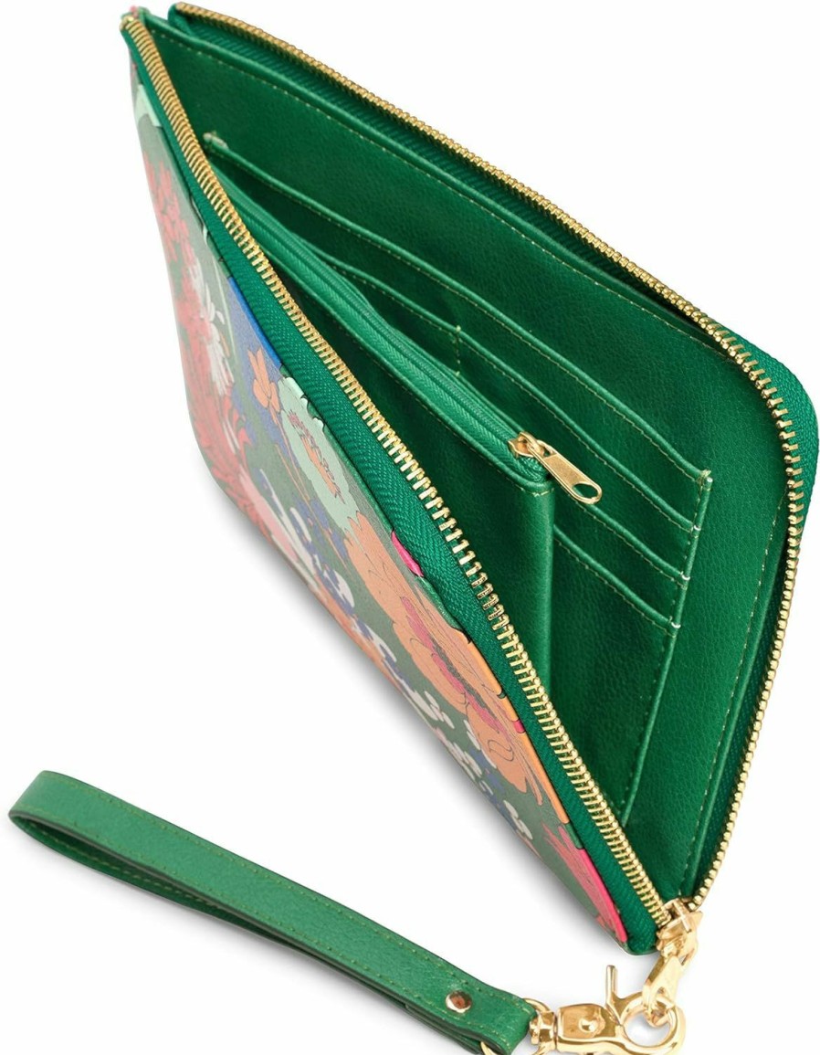 Online ban.do Ban.Do Women'S Green Floral Getaway Travel Wallet Wristlet, Passport & Card/Id Holder With Removable Wrist Strap, Superbloom