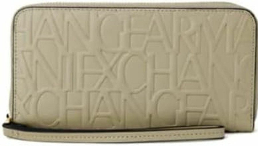 Hot Emporio Armani A | X Armani Exchange Women'S All Over Embossed Logo Zip Around Wallet Wristlet, Stage-Stage, One Size