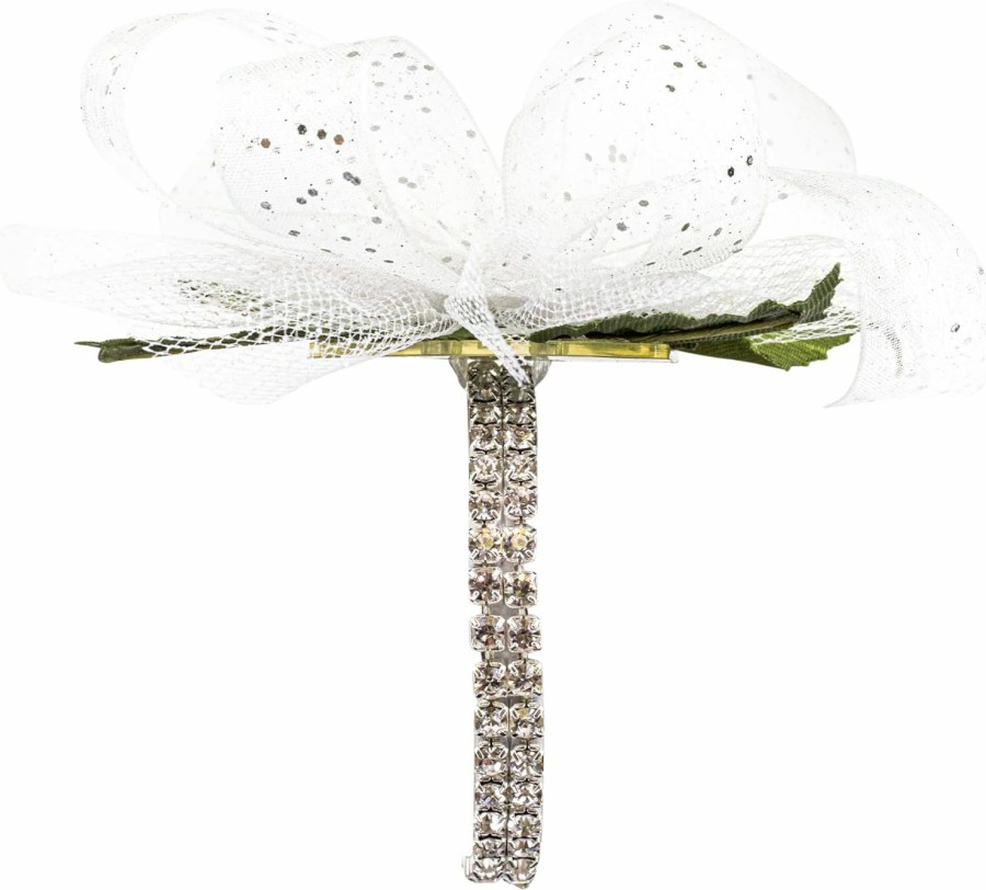 Hot Reliant Ribbon Reliant Ribbon Sophisticated Premade Corsage Wristlet Floral Accessories, White/Silver