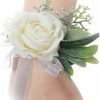 Best Choistily Corsage Wristlet For Wedding Bridal White Corsage Handmade Wedding Rose Wristlet Prom Suit Decorations