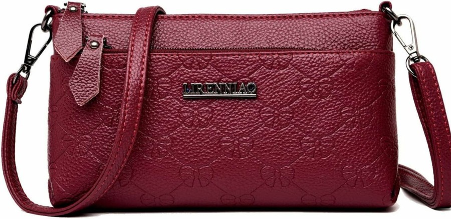 Clearance LSXCSM Lsxcsm Small Crossbody Bags For Women Triple Zip Leather Clutch Cell Phone Wristlet Wallet Purse