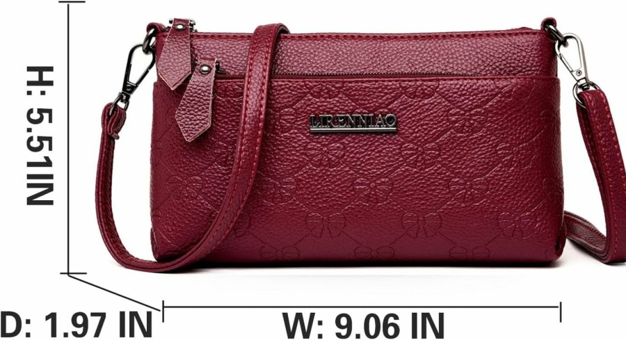 Clearance LSXCSM Lsxcsm Small Crossbody Bags For Women Triple Zip Leather Clutch Cell Phone Wristlet Wallet Purse