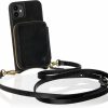 Hot W WILKEN Wilken Genuine Leather Iphone Crossbody Wallet And Purse Phone Case | Includes A Wristlet And Shoulder Strap | Holds Cash And Credit Cards In Leather Zipper Pouch (Black, 12 Pro Max)