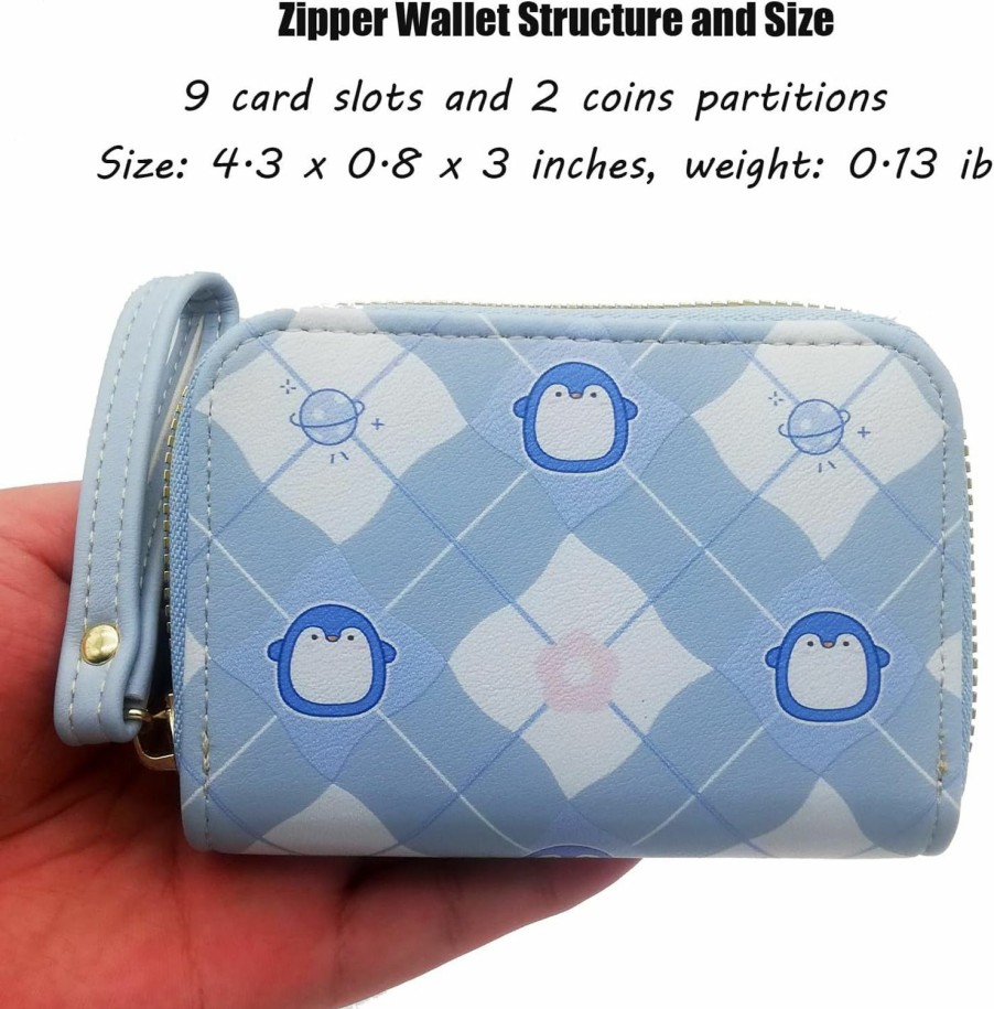 Clearance Lydemcia Small Credit Card Wallet, Cute Coin Purse Change Pocket For Girls Female, Zipper Cards Holder With Wristlet, Women'S Gift On Birthday Christmas Valentine'S Day New Year (Blue)