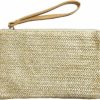 Best Mazeology Yellow Straw Clutch Purse Bag With A Top Zipper Opening And Wristlet Strap