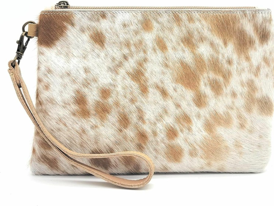 Best Mesa Luna Mesa Luna Cowhide Hair-On Leather Wristlet - Brown Clutch