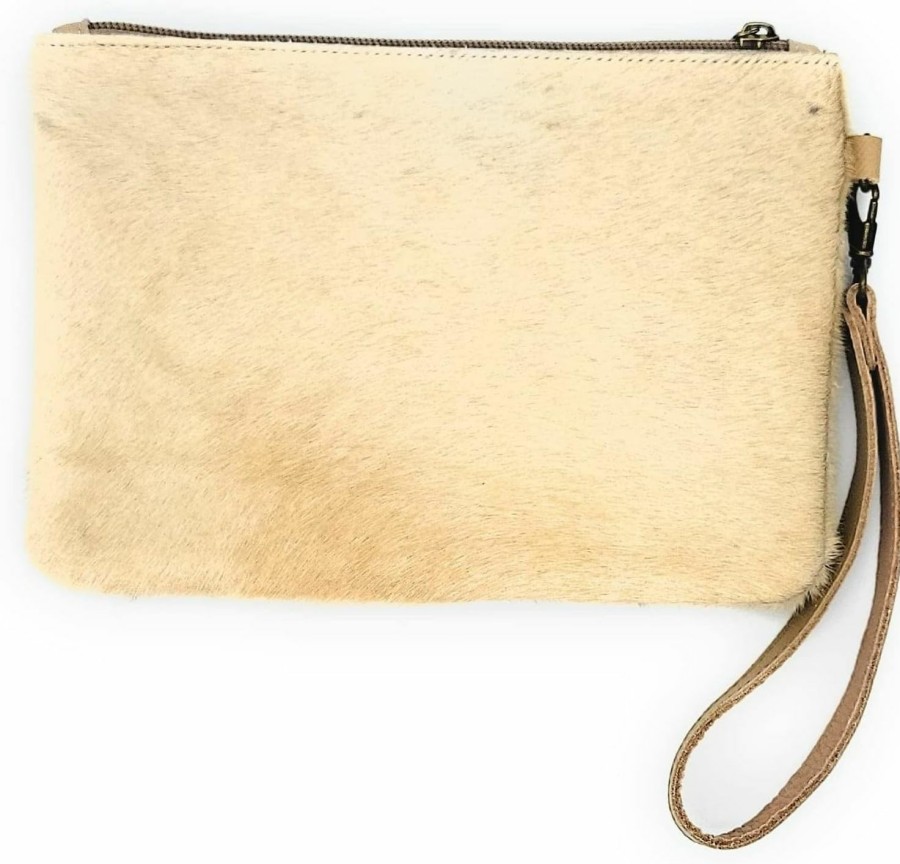 Best Mesa Luna Mesa Luna Cowhide Hair-On Leather Wristlet - Brown Clutch