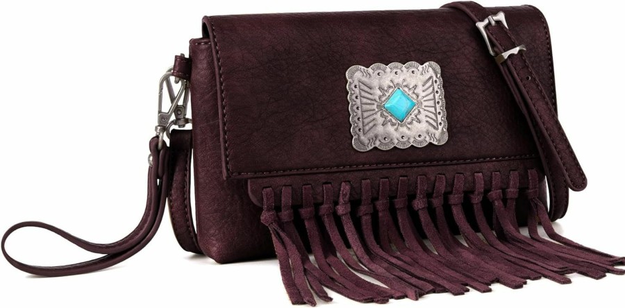 Online Montana West Wrangler Clutch Wristlet Fringe Purse Western Crossbody Bags For Women