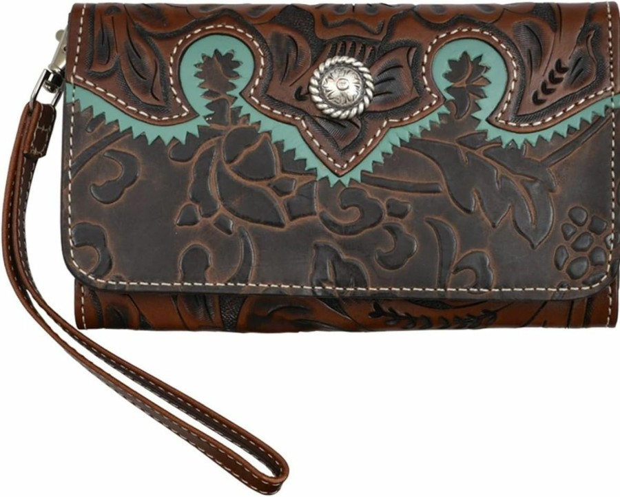 Wholesale Angel Ranch Angel Ranch Brown Large Smartphone Holder Wristlet