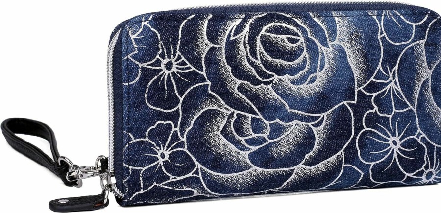 New Julia Buxton USA Julia Buxton Denim Roses - Cell Phone Wristlet