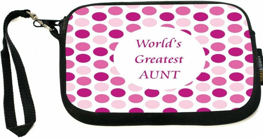 Clearance Rikki Knight Rikki Knight Wristlet With Safety Closure And Sleeve For Universal/Smartphones - World'S Greatest Aunt Pink Polka Dot