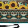 Hot SCRAWLGOD Scrawlgod Sunflower Horse Design Leather Wallet For Womens Rfid Blocking Credit Card Holder Purse With Wristlet Strap Clutch