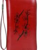 Clearance Aikirin Aikirin Rfid Wallet Women Leather Painted Large Capacity Zipper Wristlet Wallets Cards Holder With Phone Pocket (Red-Antique Girl)