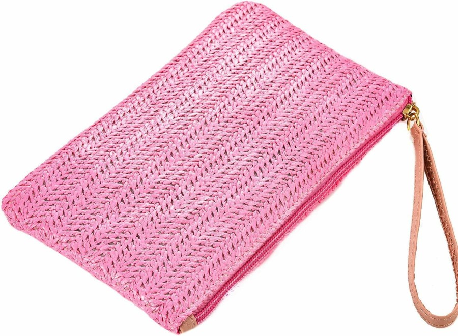 Wholesale Wabilu Women Girls Straw Clutch Bag Zipper Wristlet Wallets Bohemian Summer Beach Straw Purse Wallets Handbag For Travel