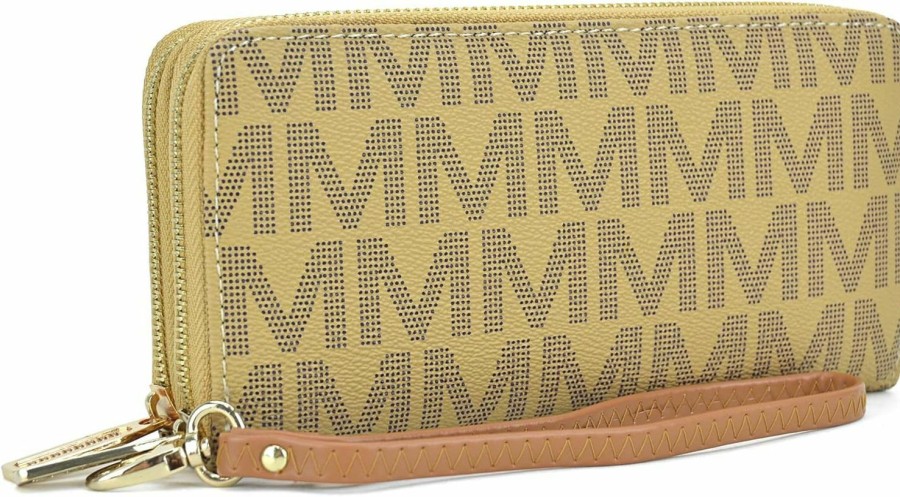 Wholesale MARCO M KELLY Marco M Kelly Original Double Zipper Wristlet Wallet For Women - Small Pu Leather Handbag-Multi Pockets Clutch Purse (Taupe)