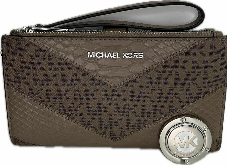 New Michael Kors Michael Kors Jet Set Travel Double Zip Wristlet Bundled With Purse Hook (Dusk Multi)