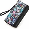 New CLUCI Cluci Wallet Women Large Capacity Leather Designer Zipper Around Card Ladies Phone Clutch Wristlet Billfolds Black Flower