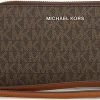 Best Michael Kors Michael Kors Jet Set Travel Large Flat Multifunction Phone Case Pebbled Leather Wallet/Wristlet In Powder Blush