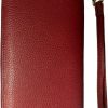 New E ELTON E Elton Elegance And Functionality Combined Women'S Genuine Leather Large Wristlet Wallet Red Rfid Protection