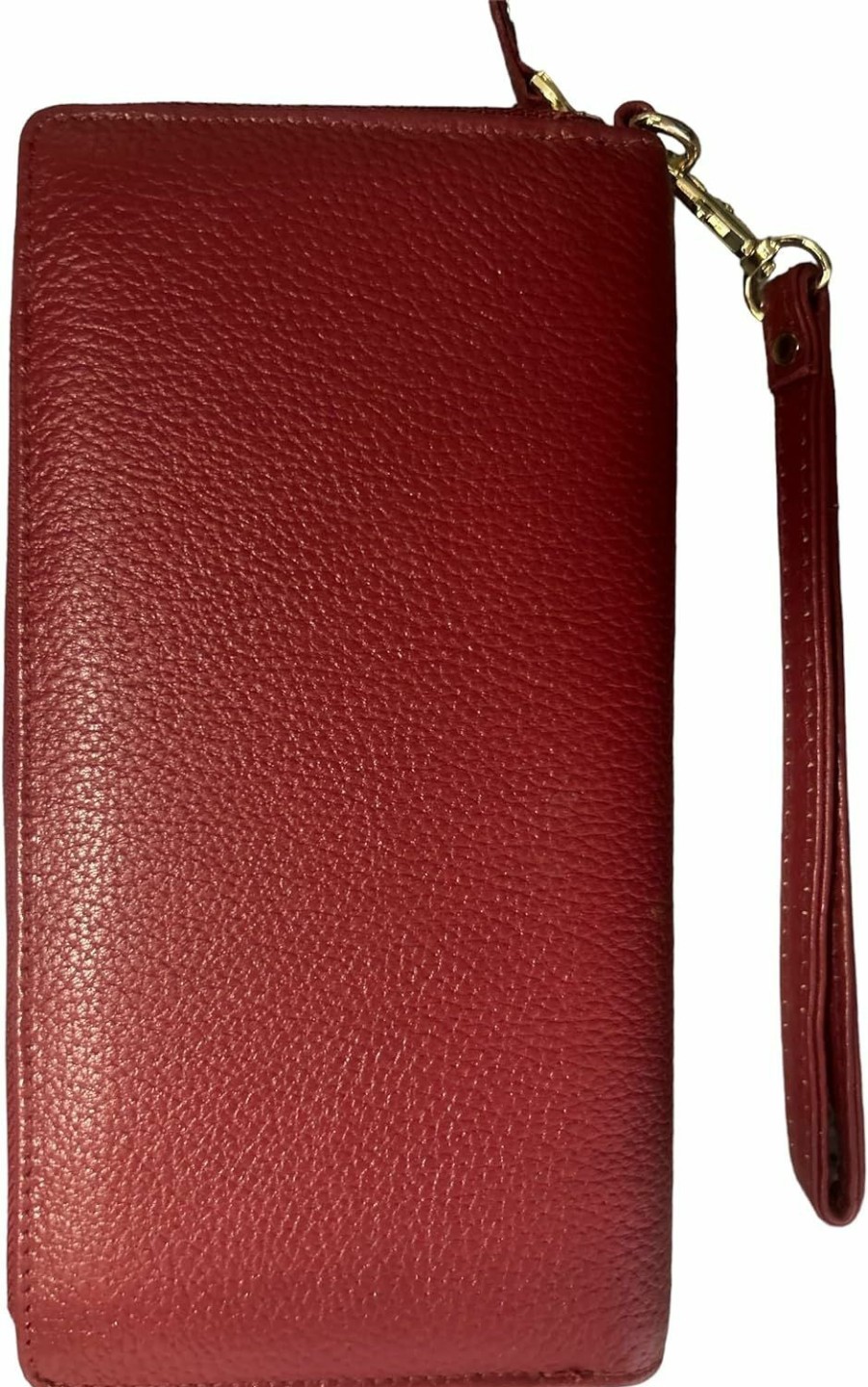 New E ELTON E Elton Elegance And Functionality Combined Women'S Genuine Leather Large Wristlet Wallet Red Rfid Protection