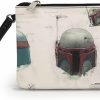 Wholesale Buckle-Down Buckle-Down Star Wars Wallet, Single Pocket Wristlet, The Book Of Boba Fett Helmet Schematic White, Vegan Leather