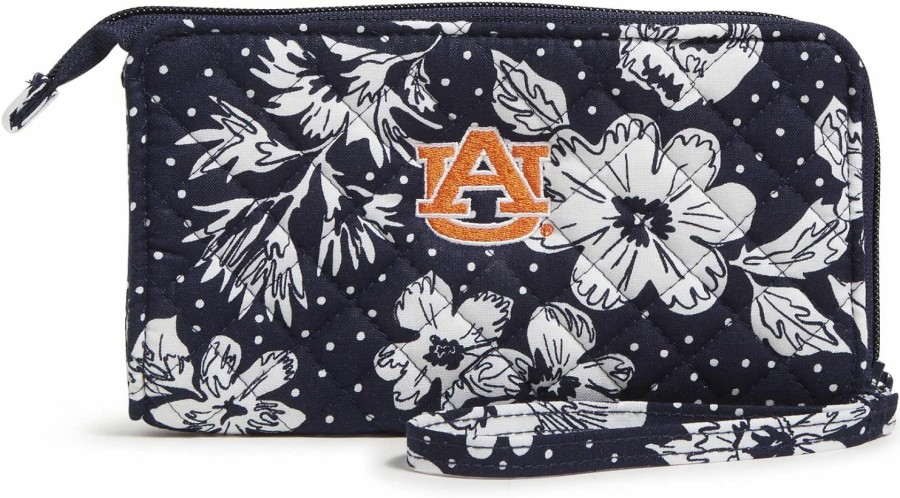 Clearance Vera Bradley Vera Bradley Cotton Collegiate Front Zip Wristlet With Rfid Protection (Multiple Teams Available)