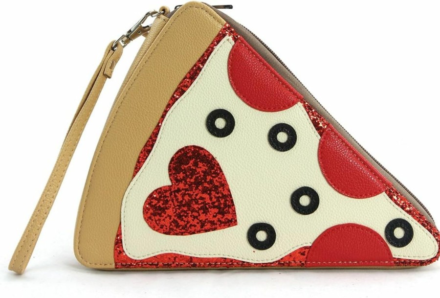 Best WonderMolly Pepperoni Slice Pizza Wristlet On Vinyl Tan