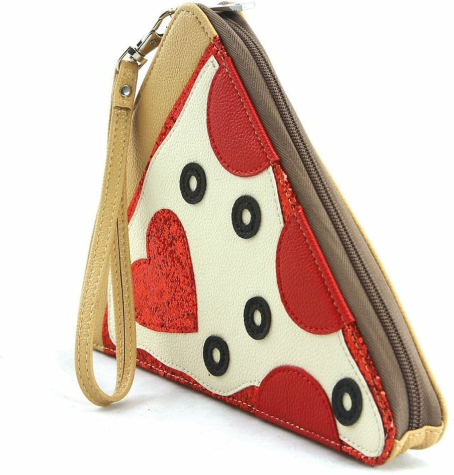 Best WonderMolly Pepperoni Slice Pizza Wristlet On Vinyl Tan