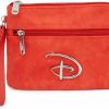 New Buckle-Down Disney Wallet, Double Pocket Wristlet, Disney Signature D Silver Logo, Red, Vegan Leather