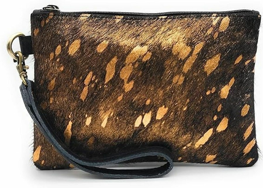 Wholesale Mesa Luna Mesa Luna Metallic Cowhide Handcrafted Large Wristlet Pouch Clutch (Copper)