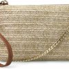 New HOXIS Straw Zipper Small Cross Body Bag Wristlet Clutch Womens Purse