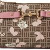 Clearance Anne Klein Anne Klein Ak Horsebit Wristlet Pouch With Floral Overlay, Cream-Brown Multi/Vintage Pink