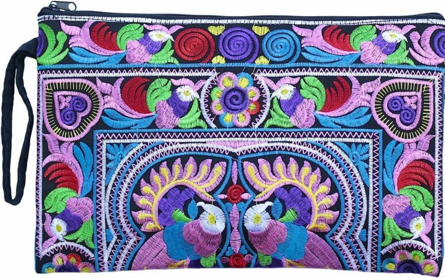 Hot Sabai Jai Sabai Jai - Embroidered Clutch Purse With Wristlet - Large Boho Purses And Handbags