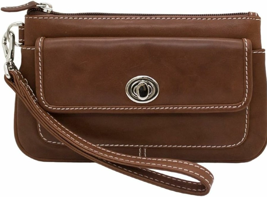 Best ILI Leather Turn Lock Wristlet Clutch