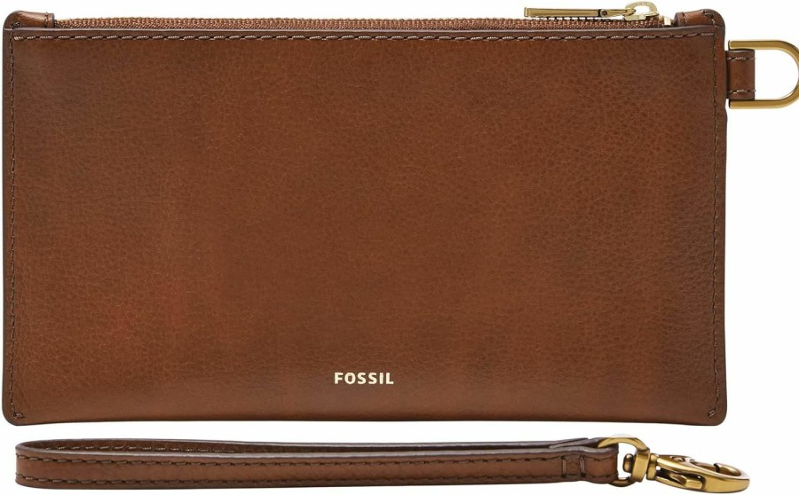 New Fossil Fossil Women'S Small Leather Wristlet Wallet Pouch With Removable Strap For Women