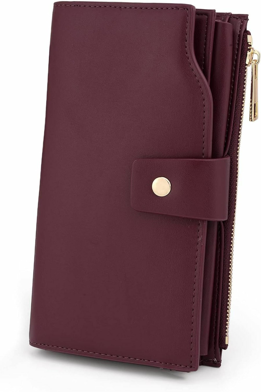 New UTO Uto Double Zip Wristlet Wallet For Women Soft Leather Vegan Large Capacity Clutch Card Holder Organizer Ladies Purse Strap