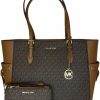 Hot Michael Kors Michael Kors Michael Michel Kors Gilly Large Drawstring Travel Tote Bundled With Double Zip Wristlet Purse Hook (Signature Mk Brown)