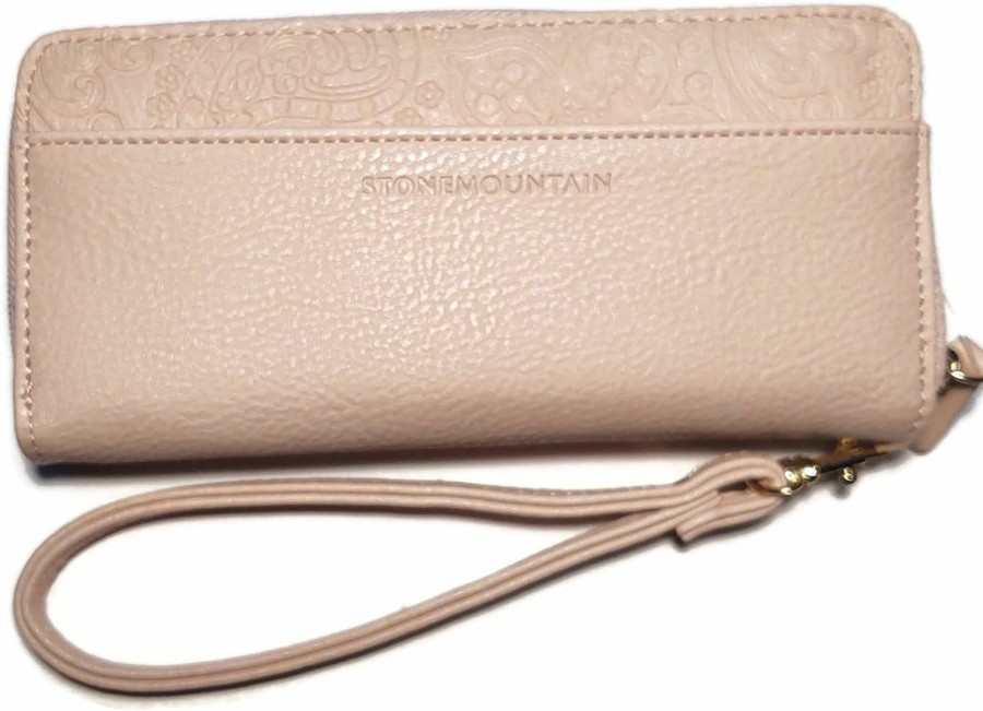 Online Stone Mountain Stone Mountain Paisley Embossed Slg Wristlet Wallet, Blush