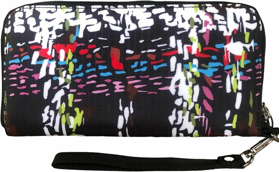 Hot LeSportsac Lesportsac Running Weave Tech Wallet Wristlet, Zip Around Wallet/Detachable Wristlet Strap, Holds Cell Phone, Style 3462/Color E474, Festive Abstract Printed Weave, Modern Interpretative Plaid