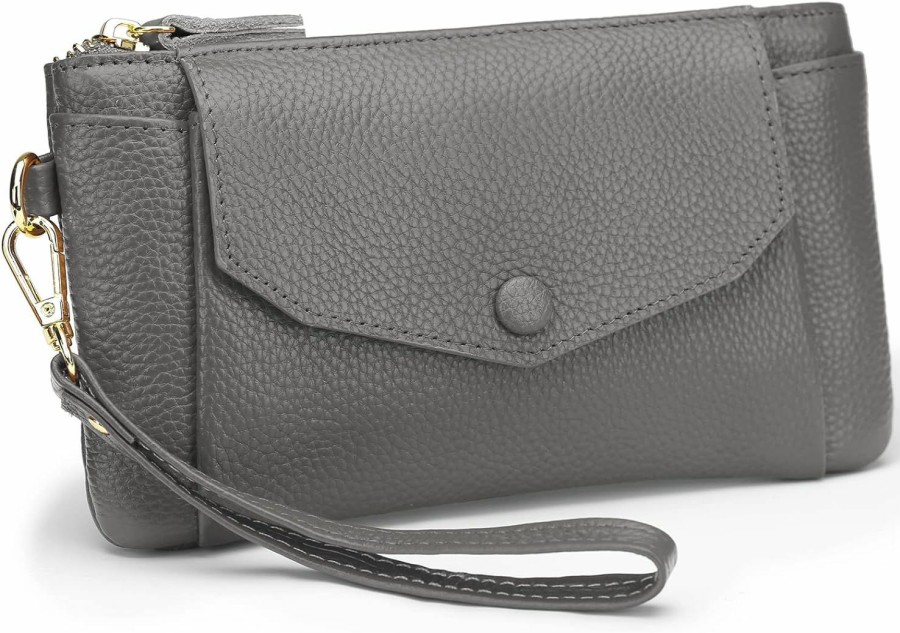 Best YALUXE Yaluxe Genuine Leather Wristlet Purse For Women Envelope Style Clutch With Phone Pocket Card Holder