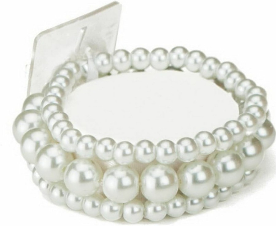 Best Fitz Design Bubble Pearl Beaded Corsage Wristlet In Sugar White