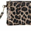 Hot Mazeology Mazeology Leopard Vegan Leather Clutch Handbag With Detachable Wristlet Strap