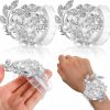 Hot WILLBOND 4 Pack Rhinestone Corsage Wristlet Artificial Wrist Silk Flower Wrist Corsage Bracelets Flower With Peal And Diamond Wedding Corsage Wristlet Band White Bridal Corsage Bracelet Silk Wrist Flower