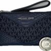 New Michael Kors Michael Kors Jet Set Travel Double Zip Wristlet Bundled With Purse Hook (Navy Multi)