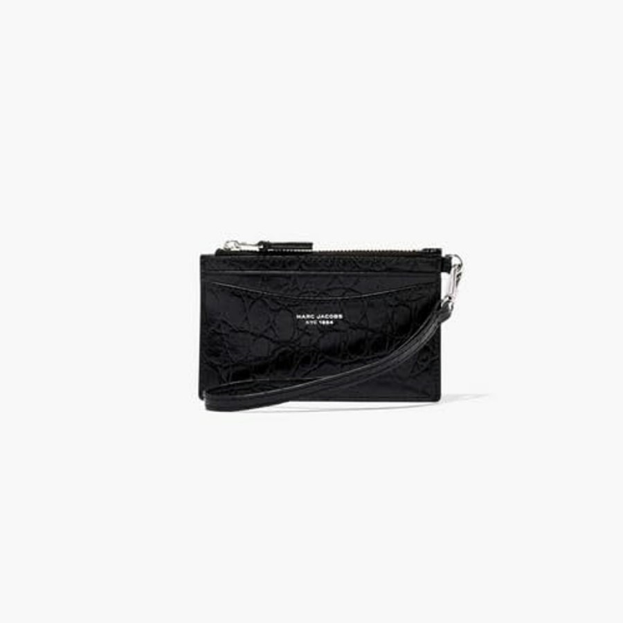 Clearance Marc Jacobs Marc Jacobs The Slim 84 Croc-Embossed Top Zip Wristlet Wallet