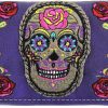 Best WESTERN ORIGIN Sugar Skull Day Of The Dead Cross Bone Studs Punk Gothic Art Rivet Studded Women Wristlet Trifold Wallet (#3 Black)