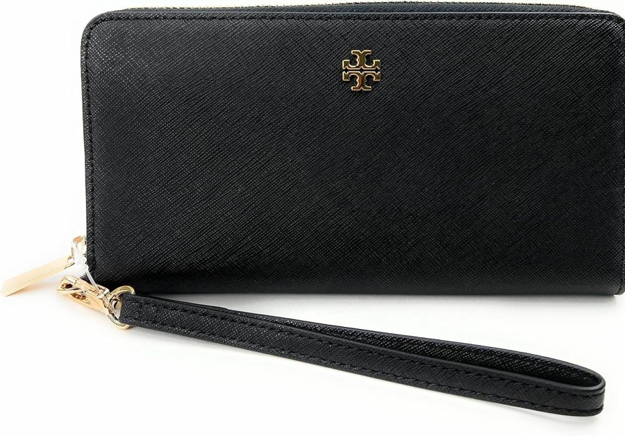 New Tory Burch Tory Burch Women'S Emerson Wristlet Zip Continental (Black)